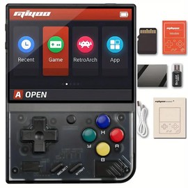 Miyoo Mini Plus Handheld Game Console 3.5 inch Classic System Retro Video Games Consoles Portable Rechargeable Hand Held with Case White - Color: black