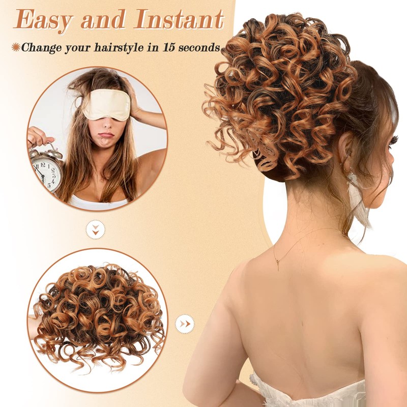 RUWISS Chignon Finto per Capelli Afro, Nero Naturale Chignon Riccio