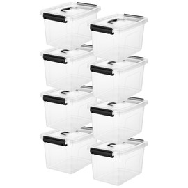 YYXB 8-Pack Storage Latch Bins with Lids/Handle, 5 Quart Clear Plastic Latching Organize Box