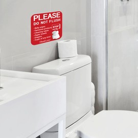 10 Pack 6x6 Inch Do Not Flush Sign for Bathroom, Self-adhesive Do Not Feminine Products Stickers, Septic for Bathroom, Do Not Rules ~ Premium Finish, Waterproof, Rust Free, Durable