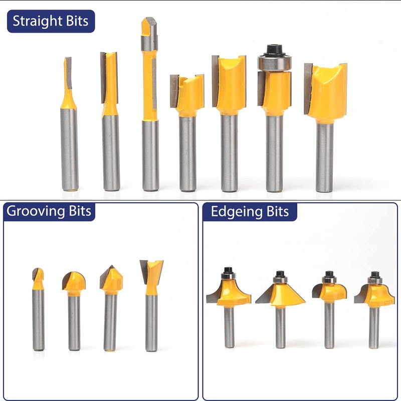MNA Router Bits Set 15 Pieces 1/4 Inch, Router Bits