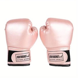 Boxing Gloves Boxing Hitting Practice Karate Martial Arts Practice Gloves Boxing Equipment Kids Unisex Kickboxing Workout Fitness Light Sparring Punch Home Training Home Gift (Kids, Light Pink)