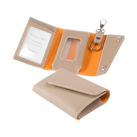 COGURE CONMKC Smart Key Case, Genuine Leather, European Embossed Leather, Transparent Window, Smart Key Holder, Card Holder, Grege