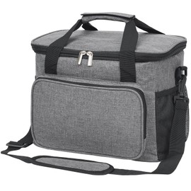 ECHSRT Insulated Lunch Bag for Women/Men - Reusable Lunch Box for Work Office Picnic Beach - Collapsible Leakproof Soft Cooler Bag with Adjustable Shoulder Strap for Adults - 15L,Grey