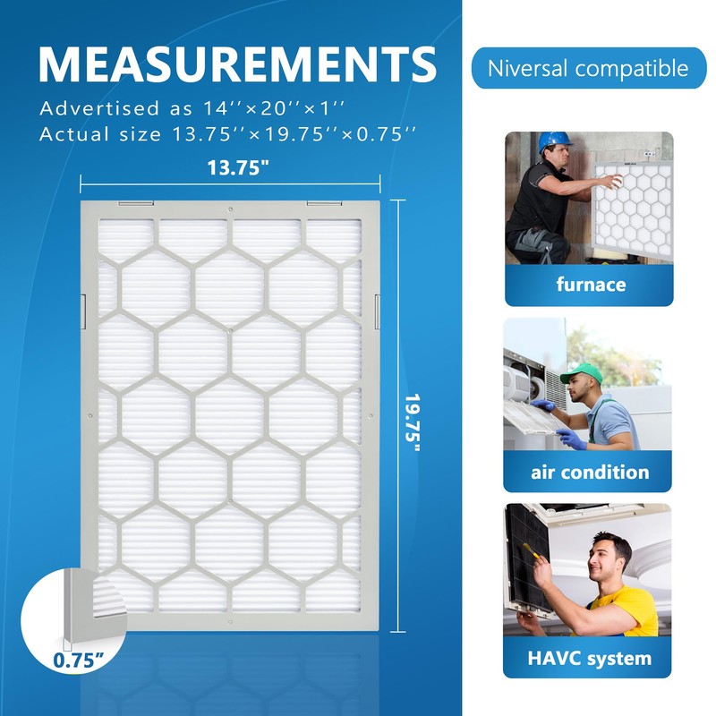 OlitAir 14x20x1 MERV 13 Air Filter,AC Furnace Air Filter,Reusable ABS