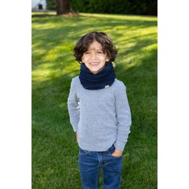 Funky Junque Bufanda de invierno con forro polar para el cuello, de doble capa, para clima frío, para niños y niñas, marino, Talla única