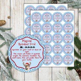 40 Christmas magic reindeer food stickers, tags, labels, round party favors for school class christmas gifts