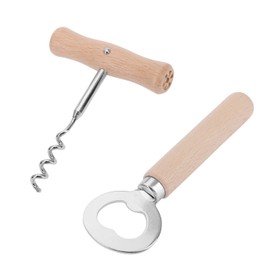 Westmark Set: 1 Corkscrew (Spiral with Soul) + 1 Bottle Opener, Wood/Steel, Woody, Light Brown/Silver, 100822E7