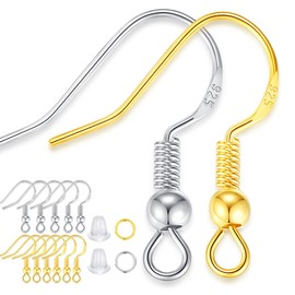 XIANNVXI 925 Silver/Gold Plated Earring Hooks for Jewelry Making, 900pcs Hypoallergenic Earring Making Kit,Earring Findings Jump Rings Rubber Earring Backs for DIY Jewelry Making