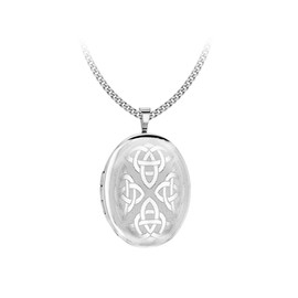 Tuscany Silver Women's Sterling Silver Etched Celtic Detail Oval Locket on Curb Chain 46cm/18"