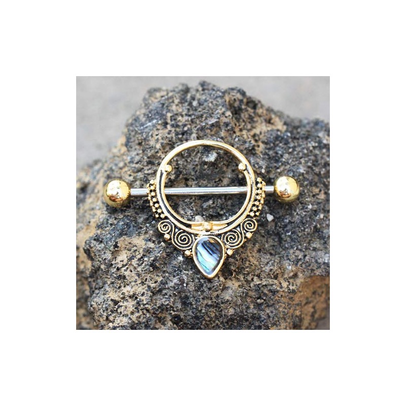 Cocobul Body Jewelry Pair of Gold Plated Ornate Nipple Shield
