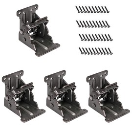 Yiiseejo 4 Pack Self Lock Hinge with Screws, Folding Brackets Extension Support Bracket Foldable Self Lock Hinges for Folding Table Legs, Black