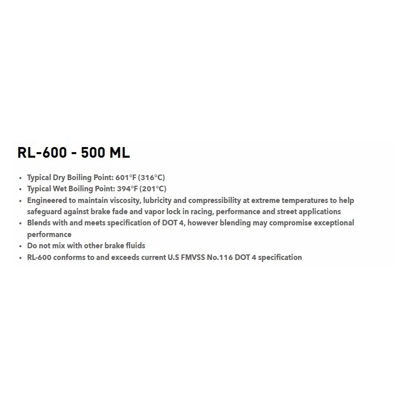 Red Line Oil RL-600 DOT 4 Brake Fluid 500ml