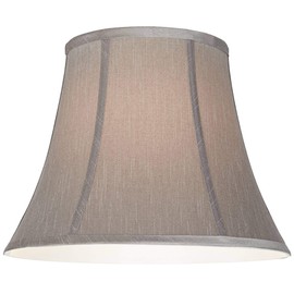 Pewter Gray Large Bell Lamp Shade 8" Top x 14" Bottom x 11" Slant x 10.5" High (Spider) Replacement with Harp and Finial - Springcrest