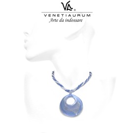 Venetiaurum - Halskette für Damen mit Medaillon aus Original-Murano-Glas und 925er Silber - Schmuck “Made in Italy” zertifiziert