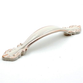 JETLAND Cabinet Hardware Handle Pull - 10-Pack, Ivory White with Gold Edge, 2-1/2" (64mm) Hole Centers, PW8803W64