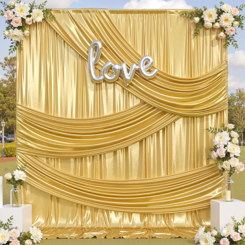 20x12FT Gold Sequin Curtains Backdrop, Wrinkle Free Back Drop for
