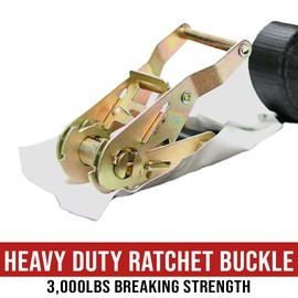 Boxer Endless Ratchet Tie Down Straps With Protected Vinyl Pad - Nylon Black Strap Heavy Duty - 3,000lbs Breaking Strength – 1 Inch x 5 Feet Tie Down, Motorcycles, Trailer Loads, Kayak, Moving, 4 Pack