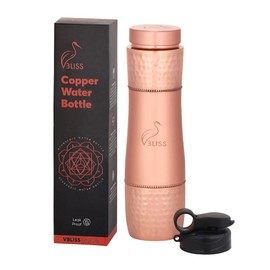 VBLISS 100% Pure Copper Water Bottle – 32 oz Leak-Proof, Ayurvedic Health Benefits, Eco-Friendly, BPA-Free Copper Drinkware for Travel, Sports, and Everyday Use