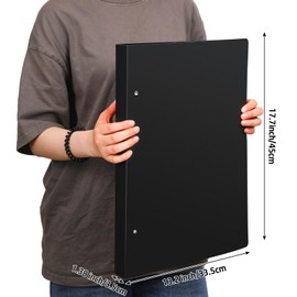 Resholder 2 Pcs 3 Ring Binder 11"x17" Binder Poly Panel Featuring 1" D Ring Fit 11" x 17" Paper Size for Store Artwork Poster Paper PP Material (Black)