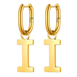 FOCALOOK Earrings Women's Letter A to Z Earrings Gold Hoop Earrings Creoles Christmas Earrings Statement Earrings Jewellery for Friend, Metal, No Gemstone