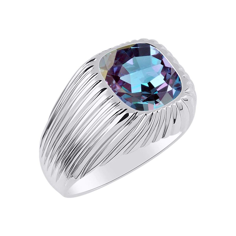 Rylos Men's Ring - Gorgeous 12MM Alexandrite in Solid Sterling