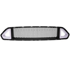 CHEDA Front Upper Mesh Grille Grill, Compatible with 2018-2021 Ford Mustang EcoBoost And GT With Factory 2019, w/DRL LED Light Insert