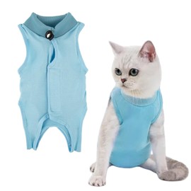 Cat Body Recovery Suit, Cat Body After Surgery Castration, Cat Body After Surgery, Cat Clothing, Cat Suit, Medical Pet Shirt for Cats for Abdominal Wounds or Skin Diseases (Blue, S)