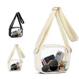 Bolso de hombro transparente, Bolsas transparentes Aprobadas, bolso transparente pequeño para mujeres, Ideal para conciertos, festivales y eventos deportivos (Blanco)