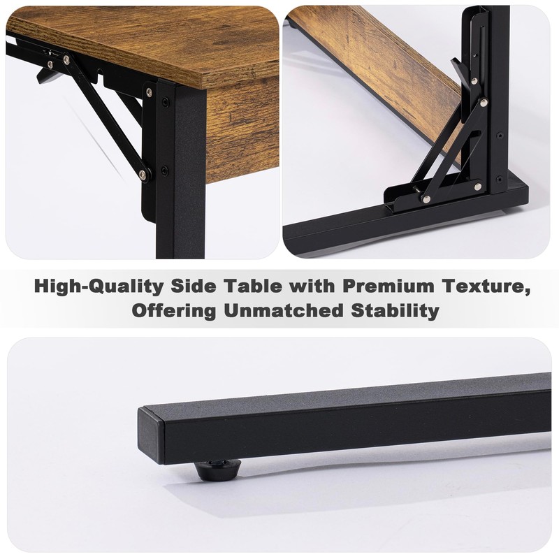 SUNBURY C Shaped End Table, TV Tray, No Assembly Required,