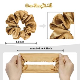 Satin Hair Scrunchies for Women - Scrunchies for Curly Hair,Softer Than Silk Scrunchies for Hair Silk Hair,Silk Hair Ties No Damage, Elastics Ponytail Holder 6pcs (5PCS Black)