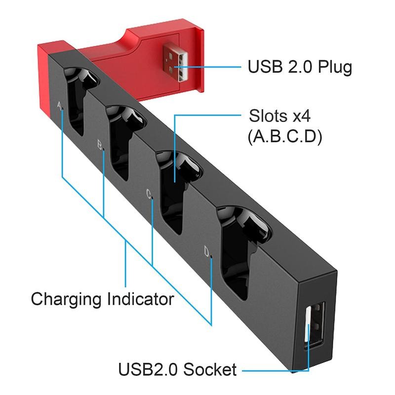 Upgraded Charging Dock Station for Switch/Switch OLED, Charges Up to