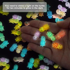 100PCS Mini Turtle Luminous Resin Animals, Tiny Plastic Turtles, Mini Resin Turtle Toy for Ocean Animal Party, Ocean Theme Birthday Party, DIY Home Garden Decorations【Random Color】
