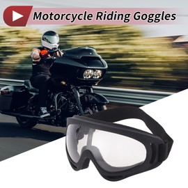 X AUTOHAUX 1 Pc Motorcycle Riding Goggles PC TPU Outdoor Sports Sunglasses for Motocross Dirt Bike ATV Clear Lens Black Frame
