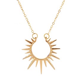 Gold Sun Necklace for Women Gold Silver Plated Dainty Simple Sun Lotus Flower U-shaped Horse Shoe Clavicle Chain Necklace for Minimalist Birthday Mothers Day Christmas Party Jewelry Gifts (Gold)