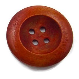 Pack of 20 Elegant Wooden Buttons 25 mm Round 4 Holes Button Brown Varnished Button Sewing Crafts
