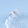 Allereya Vintage Pearl Stud Earrings Tiny Triangular Earrings Triangle Pearl