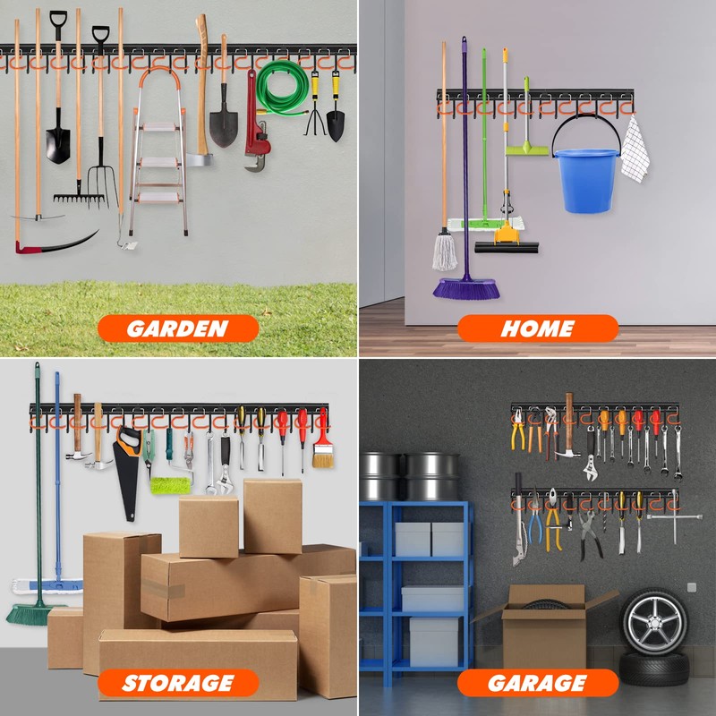 TVKB 51'' All Metal Garden Tool Organizer Adjustable Garage Tool