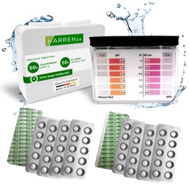 harren24 Pool Tester pH and Chlorine Including 100 Pool Test Tablets Chlorine and pH Value (50 Phenol Red Tablets + 50 DPD1 Tablets), Pool Water Tester, Pool Tester, PH Tester, Pool Accessories (100)