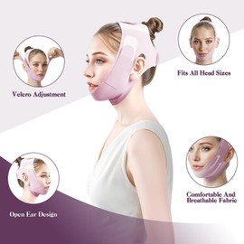 1pc V Line Face Slimming Bandage,Reusable Double Chin Reducer,Face Lift Tape,Face Slimming Strap Face Slimmer Shaper for Women,Breathable Comfortable V Line Lifting Mask,One Fits All