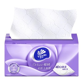 Vinda Deluxe 4D Soft & Extra Strong 3-Ply Soft White Facial Tissue Pack (12 Packs x 100 Sheets)