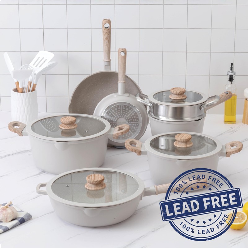 Country Kitchen Non-Stick Cast Aluminum Cookware Set - Durable Kitchen