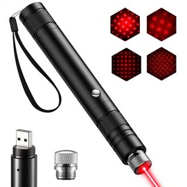 Red Laser Pointer High Power,USB Charging Rechargeable Long Range Lazer Pointer Pen for Hiking/Outdoor Hunting,Astronomy,Construction and Presentation with Stars Cap