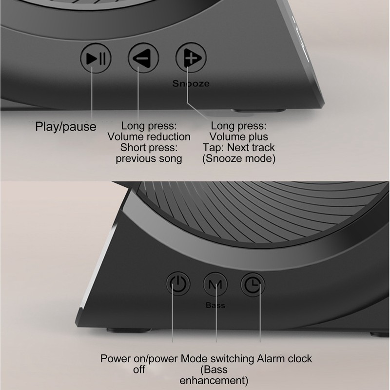 3 in 1 Bluetooth Speaker PC ABS Alarm Clock with
