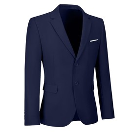 chamarra de traje casual para hombre, chamarra separada, ajuste delgado, 2 botones, ligera, para hombre, chamarra deportivo para boda, fiesta de graduación, Azul marino, Small