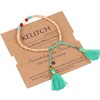 KELITCH New Wood Bead Friendship Bracelet Handmade Beach Tassel Bracelet