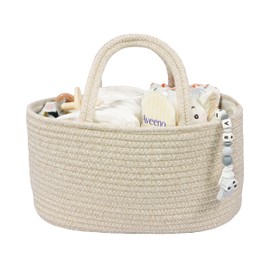Organizador de pañales para bebé para niña, niño, cuerda de algodón, cesta de almacenamiento de guardería, bolsa portátil para cambiador, coche, viajes, baby shower, regalos para recién nacidos, artículos imprescindibles de avena