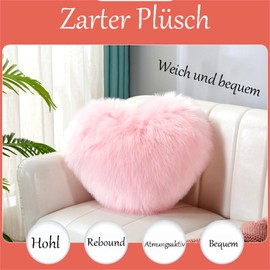 champracer Heart-Shaped Plush Cushion Soft Throw Cushion Decorative Cushion Sofa Decorative Valentine's Day Easter (40 x 50 cm, Dark Grey)