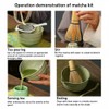 4pcsMatcha Whisk Set,Includes Matcha Bowl, Matcha Whisk Holder,Bamboo Matcha Whisk