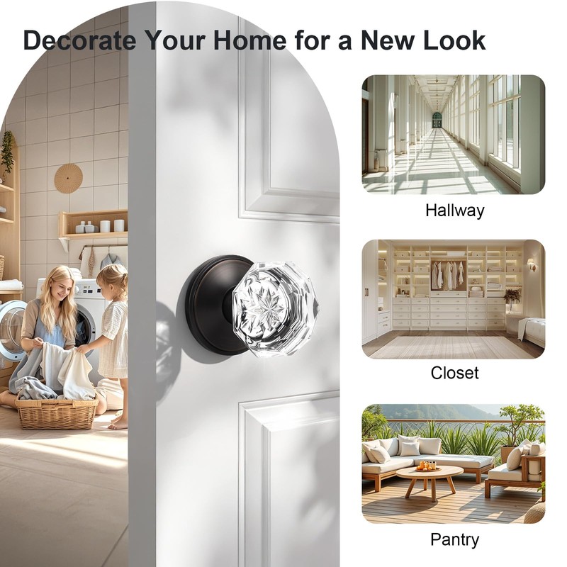 KNOBWELL Glass Door Knobs in Oil Rubbed Bronze Finish, Individual